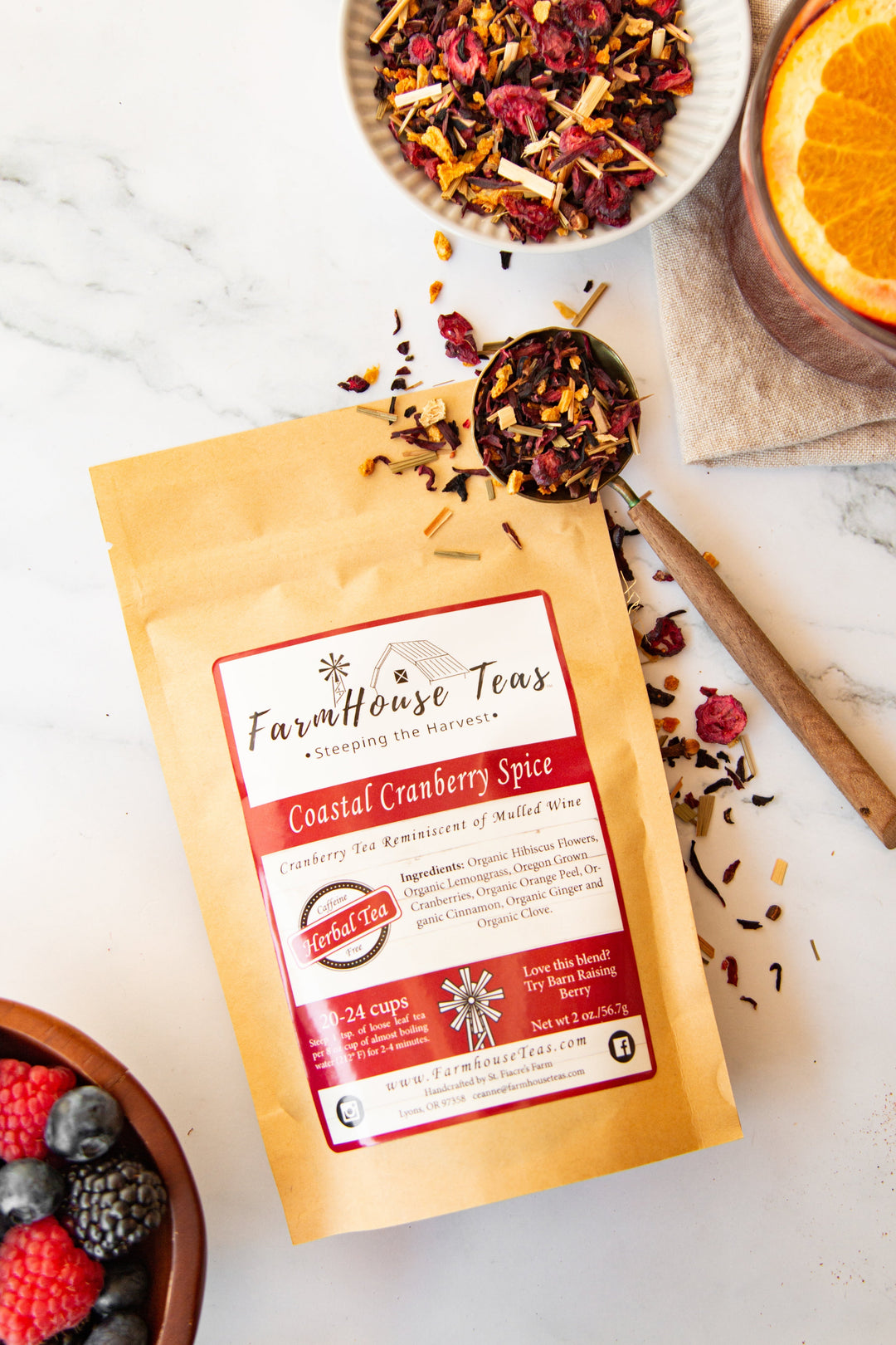 Coastal Cranberry Spice Organic Loose Leaf Tea - Farmhouse Teas