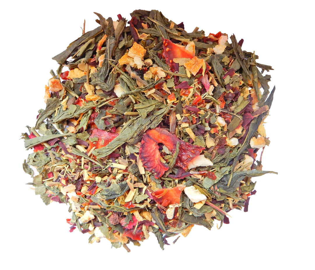 Farmer's Market Strawberry Organic Loose Leaf Green Tea - Farmhouse Teas