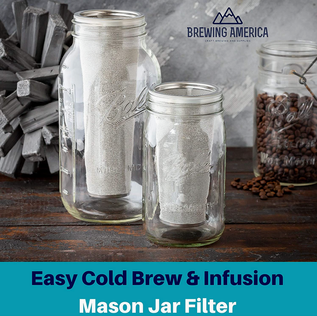 Premium Fine Mesh Wide Mouth Mason Jar Filter for Cold Brew Tea & Coffee | Brewing America