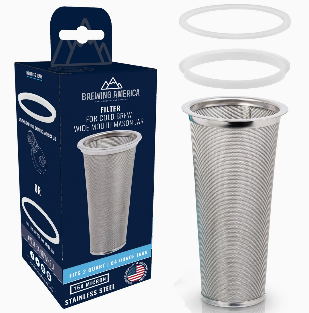 Premium Fine Mesh Wide Mouth Mason Jar Filter for Cold Brew Tea & Coffee | Brewing America