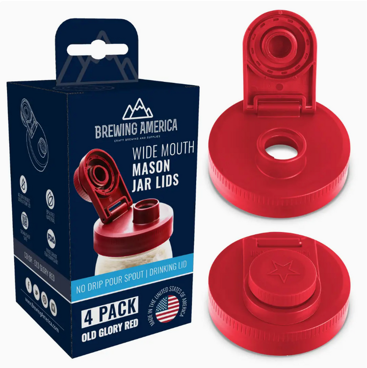 Wide Mouth Mason Jar Pour &amp; Sip Lids – 4 Pack (Lids Only)