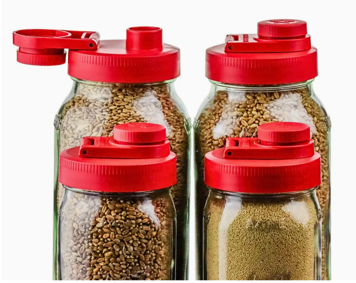 Wide Mouth Mason Jar Pour &amp; Sip Lids – 4 Pack (Lids Only)