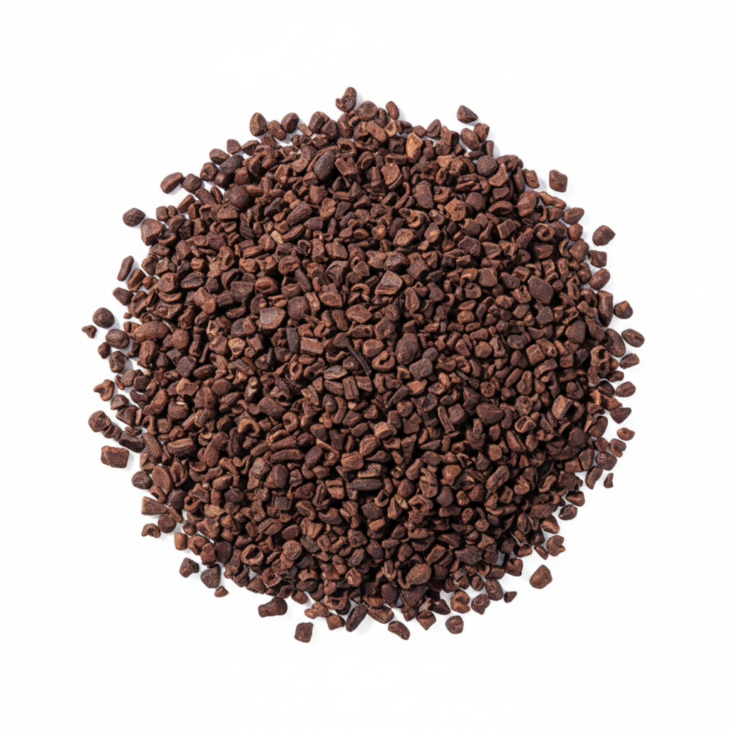 top down view of dandelion root tea, cut sifted