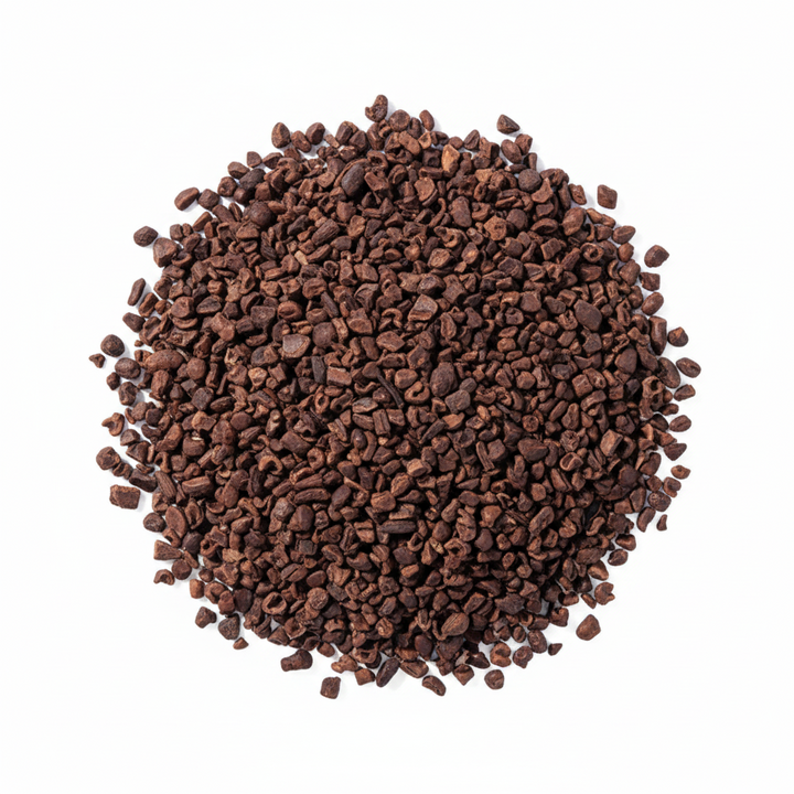 top down view of dandelion root tea, cut sifted