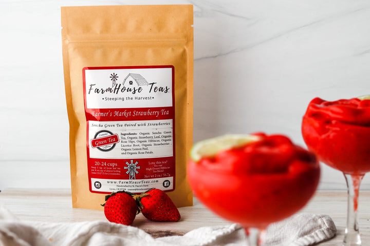 Farmer's Market Strawberry Organic Loose Leaf Green Tea - Farmhouse Teas