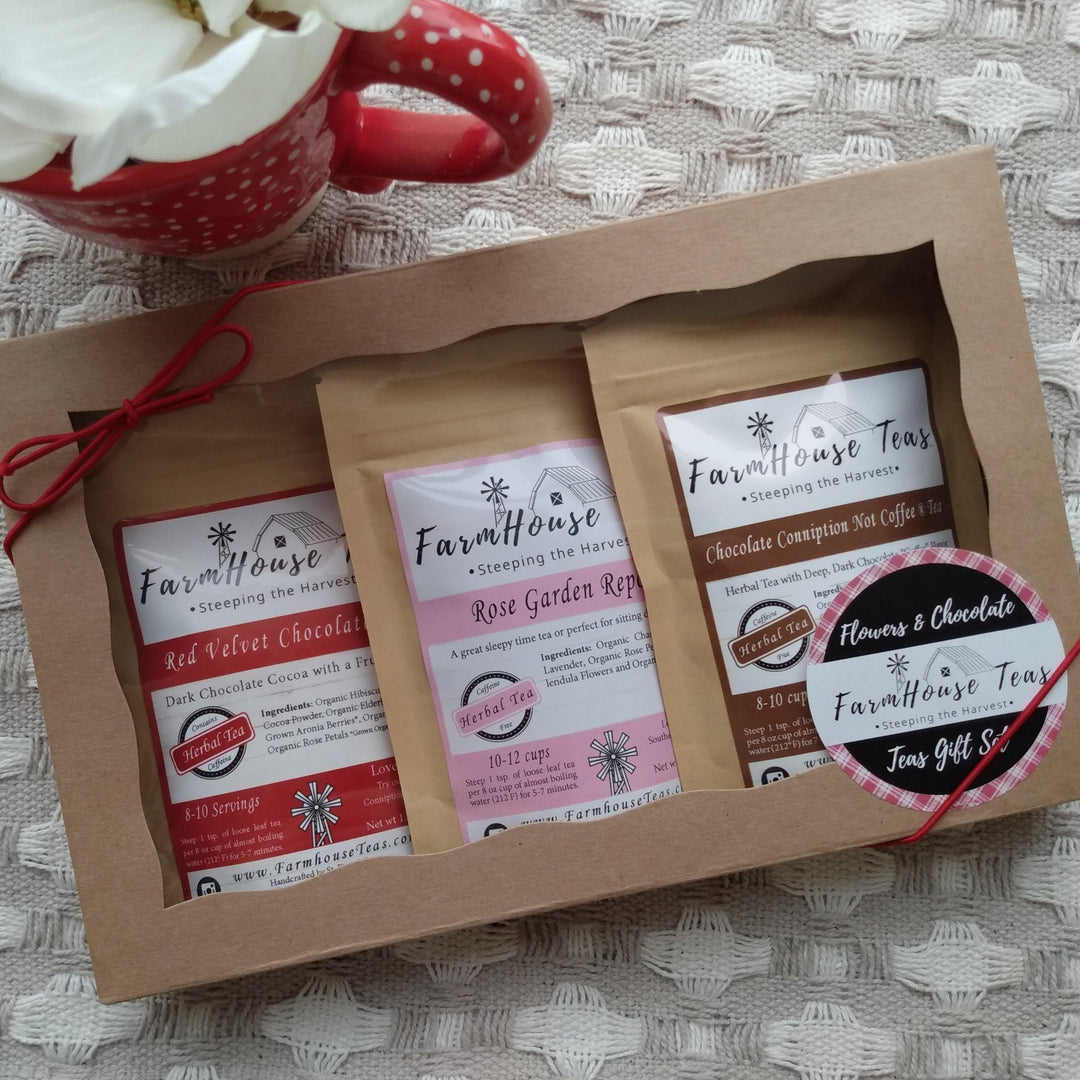Flowers & Chocolate Organic Loose Leaf Tea Gift Set - Farmhouse Teas