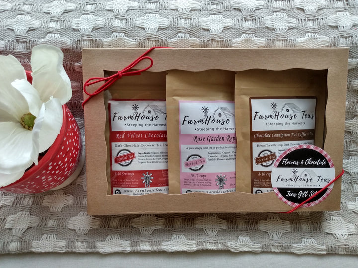 Flowers & Chocolate Organic Loose Leaf Tea Gift Set - Farmhouse Teas
