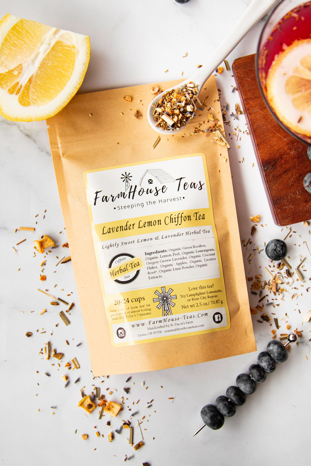 Lavender Lemon Chiffon Organic Loose Leaf Tea - Farmhouse Teas