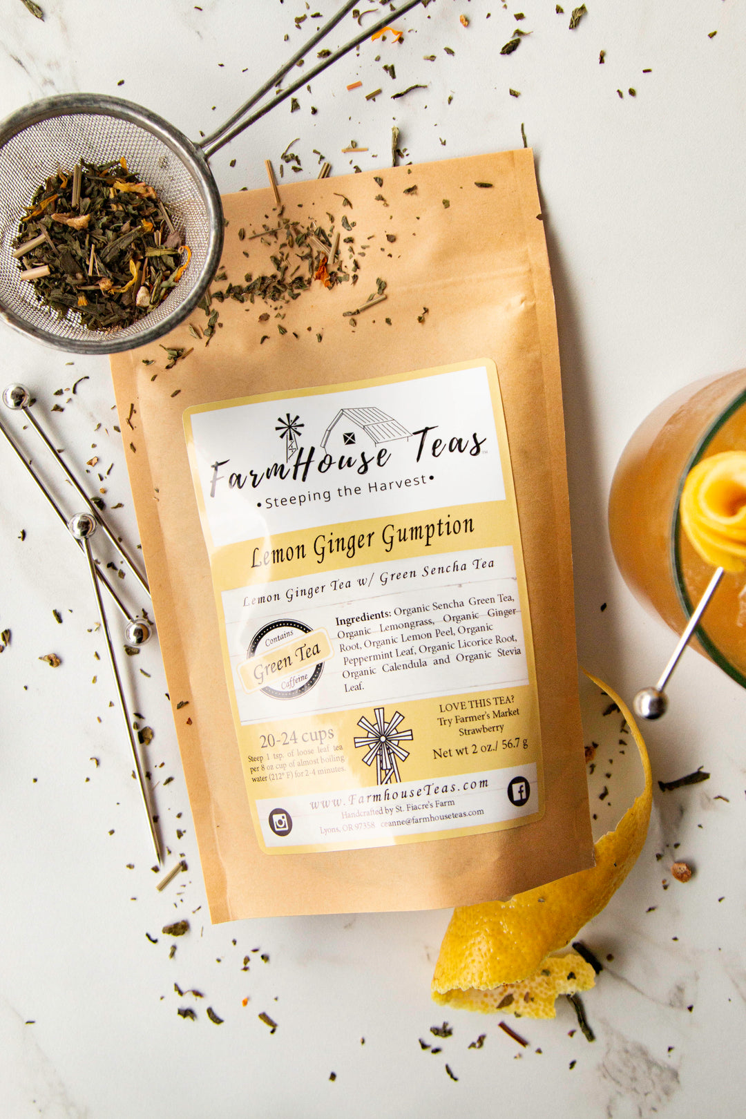 Lemon Ginger Gumption Organic Loose Leaf Tea - Farmhouse Teas