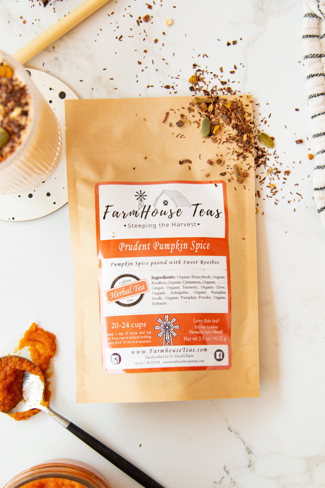 Prudent Pumpkin Spice Organic Loose Leaf Tea | SEASONAL - Farmhouse Teas