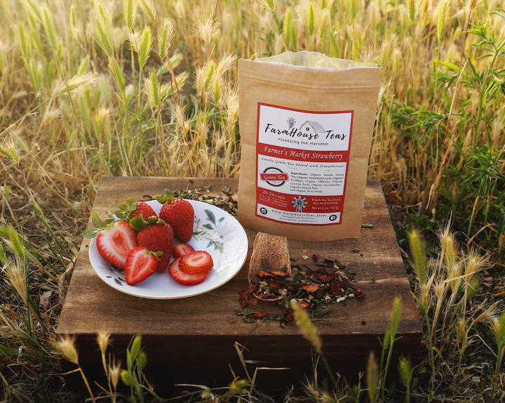 Farmer's Market Strawberry Organic Loose Leaf Green Tea - Farmhouse Teas