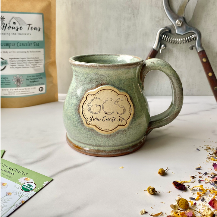 Grow Create Sip | Handcrafted Stoneware Mug - Farmhouse Teas