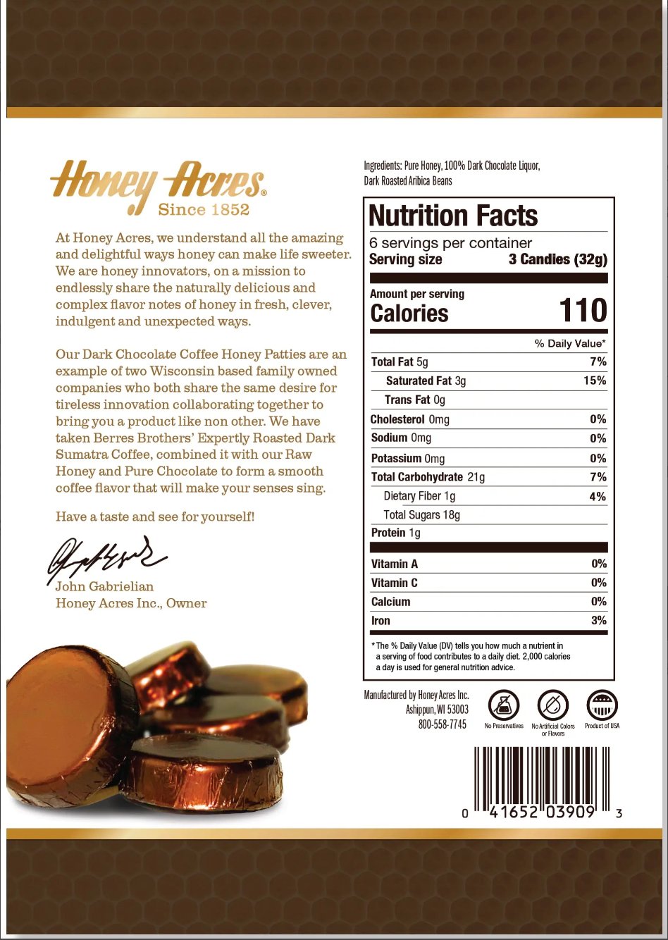 Coffee Chocolate Honey Patties | Honey Acres - Farmhouse Teas